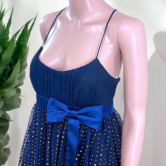 Love Tease Navy Blue Shimmering Silver Tulle Dress - Picture 4 of 14